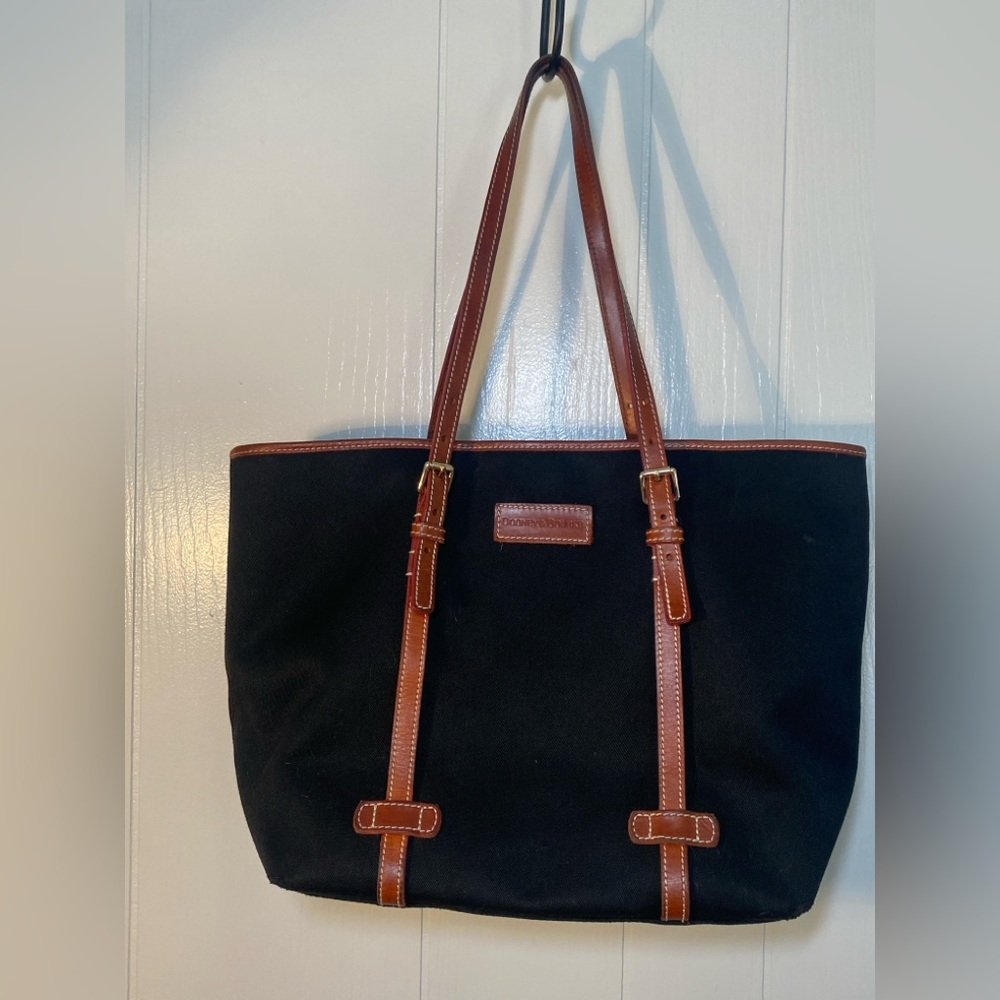 Dooney & Bourke East West Canvas Black and Brown Shopper Tote
